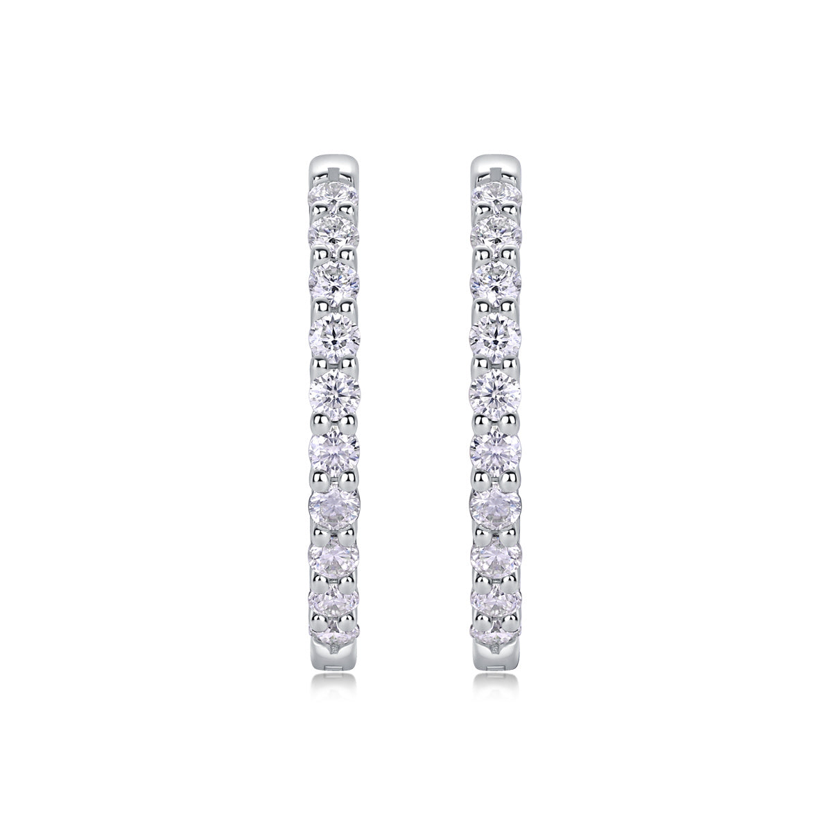 Women Luxury Earring Moissanite Hoop Earrings 925 Sterling Silver 18K Gold Plated Double Row Sparkling Jewelry for Women