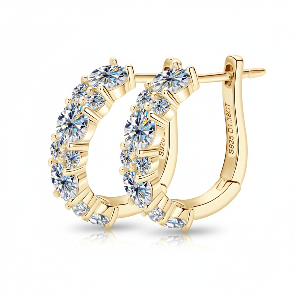 Women's Luxury Earring Round Moissanite Moissanite 925 Sterling Silver Earring Eardrop High-grade Hoop Women Earrings