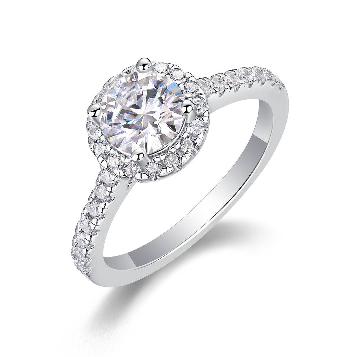 Women Luxury Ring Large Moissanite Diamond Ring 925 Sterling Silver Ring Rhodium Plated Women Engagement Ring