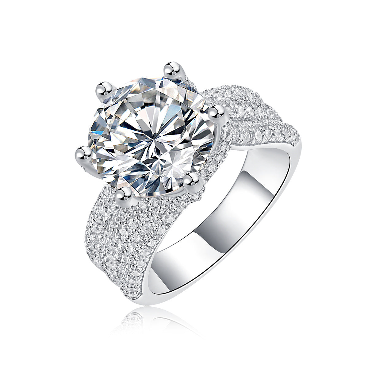Women's Luxury Ring S925 Silver Large Diamond Ring Elegant Classic Moissanite Silver Ring Sterling Silver Women Ring