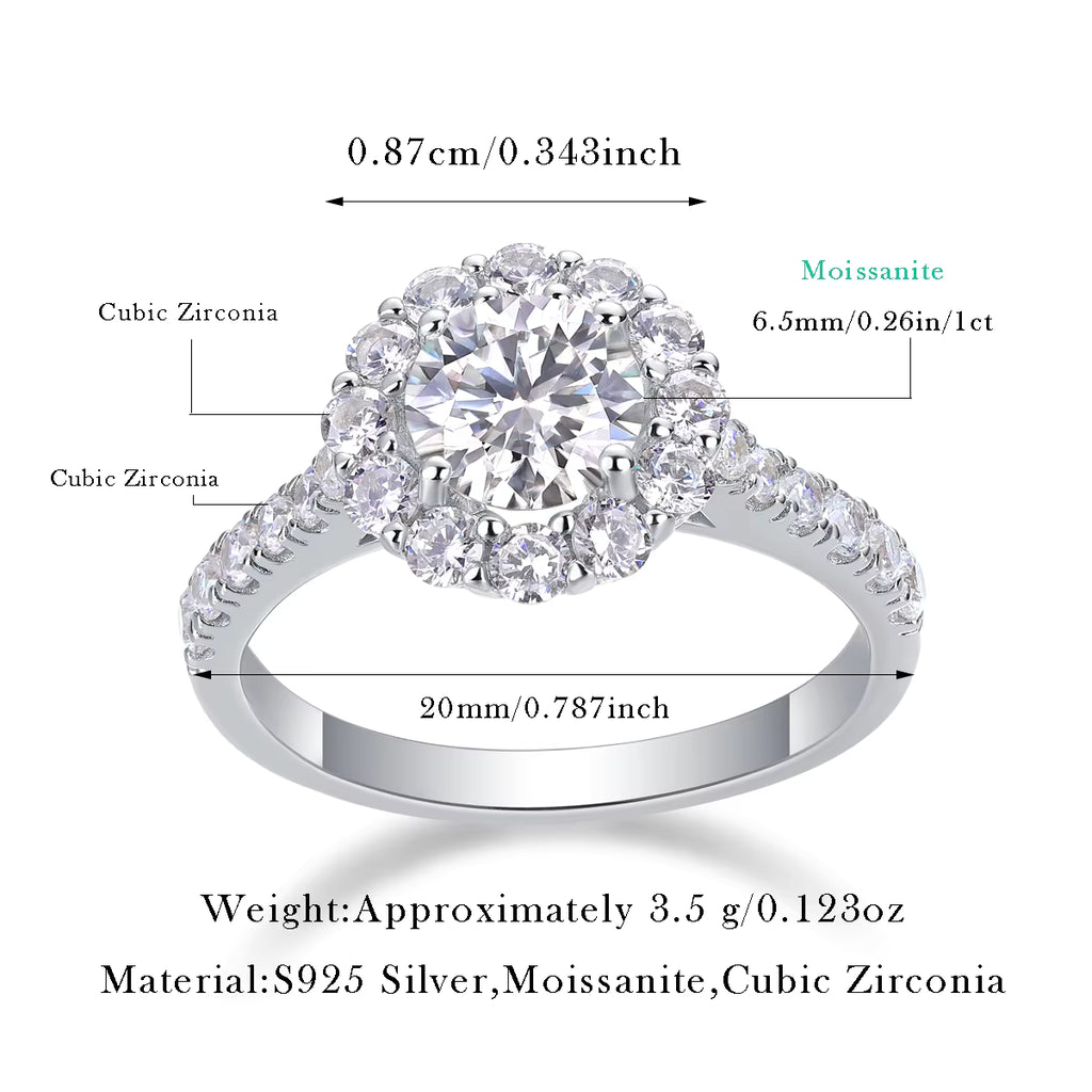 Women's Luxury Ring Moissanite Large Diamond 925 Sterling Silver Alternative Elegant Moissanite Fashion Women's Rings