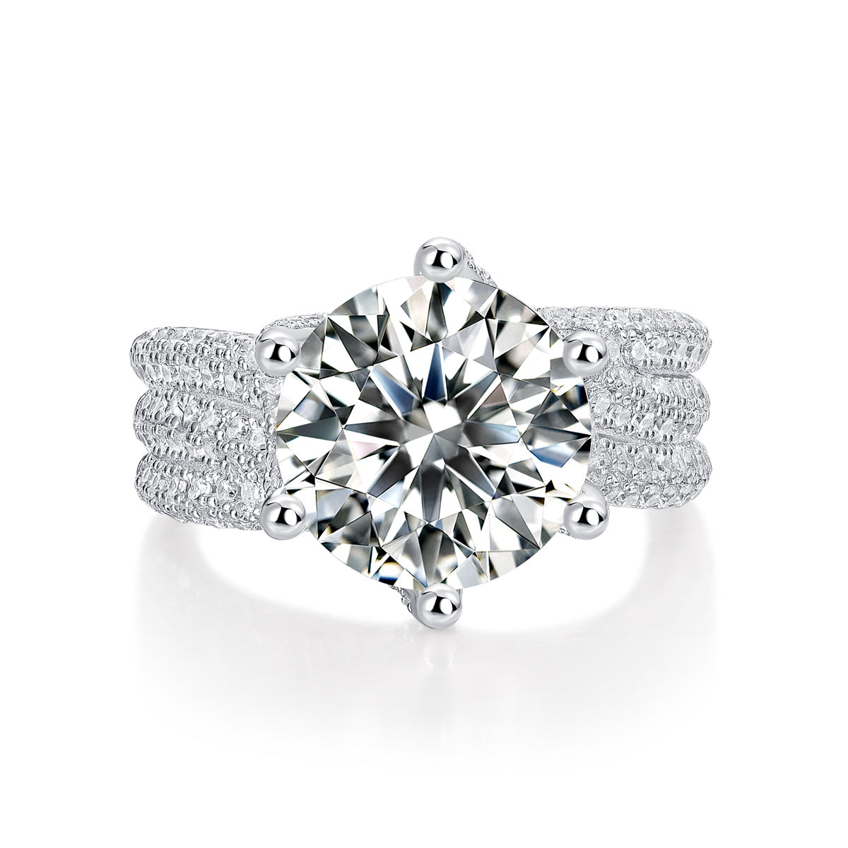 Women's Luxury Ring S925 Silver Large Diamond Ring Elegant Classic Moissanite Silver Ring Sterling Silver Women Ring