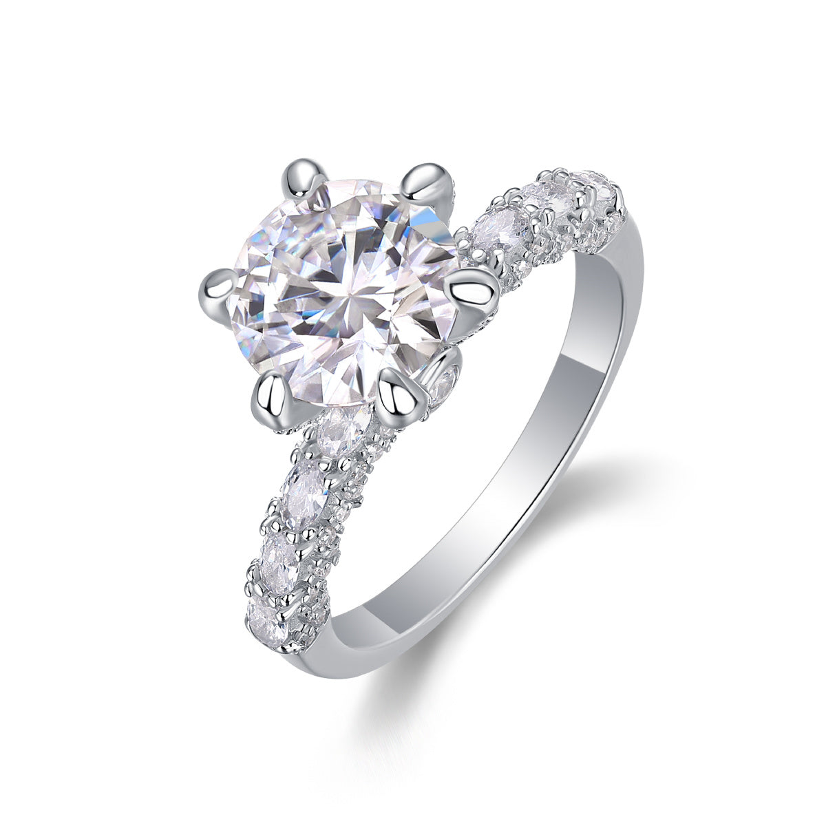Women's Luxury Ring 925 Sterling Silver Luxury Fashion Moissanite Silver Ring Elegant Moissanite Diamond 6 Claw Classic Ring