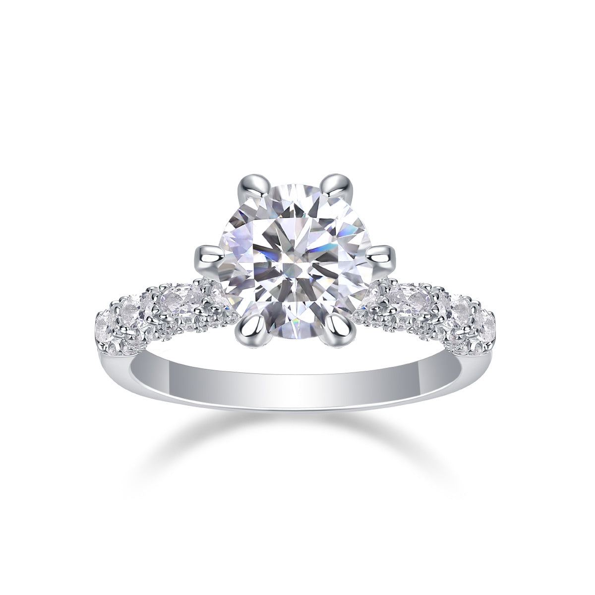 Women's Luxury Ring 925 Sterling Silver Luxury Fashion Moissanite Silver Ring Elegant Moissanite Diamond 6 Claw Classic Ring