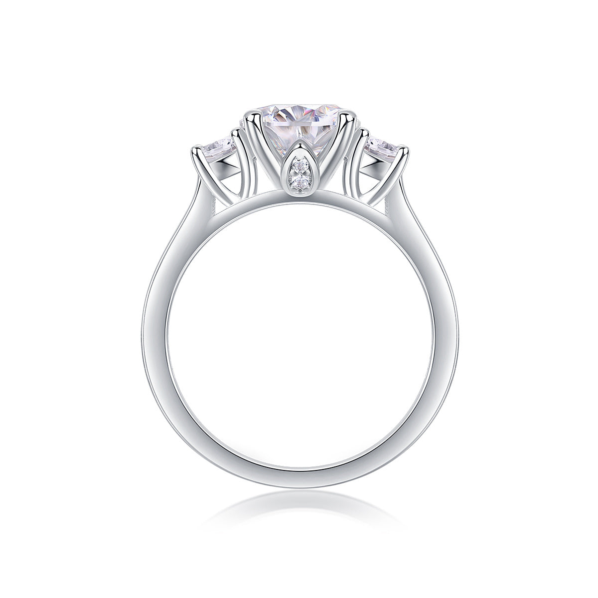 Women Luxury Ring Moissanite Large Diamond Ring 925 Sterling Silver Classic Three-Stone Fashion Women Engagement Ring