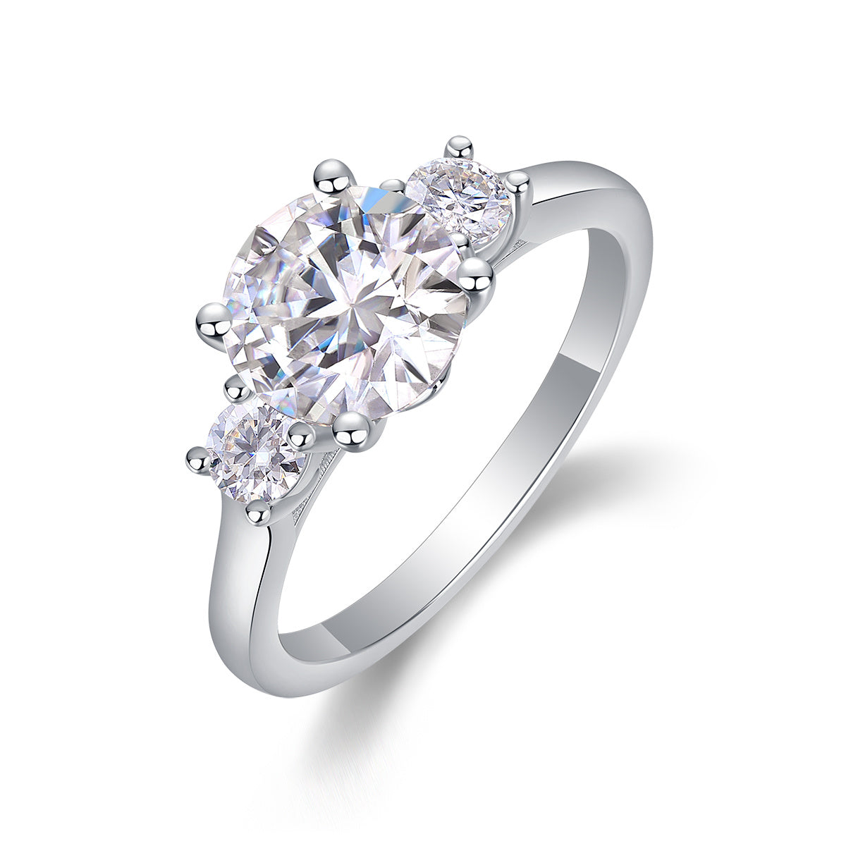 Women Luxury Ring Moissanite Large Diamond Ring 925 Sterling Silver Classic Three-Stone Fashion Women Engagement Ring