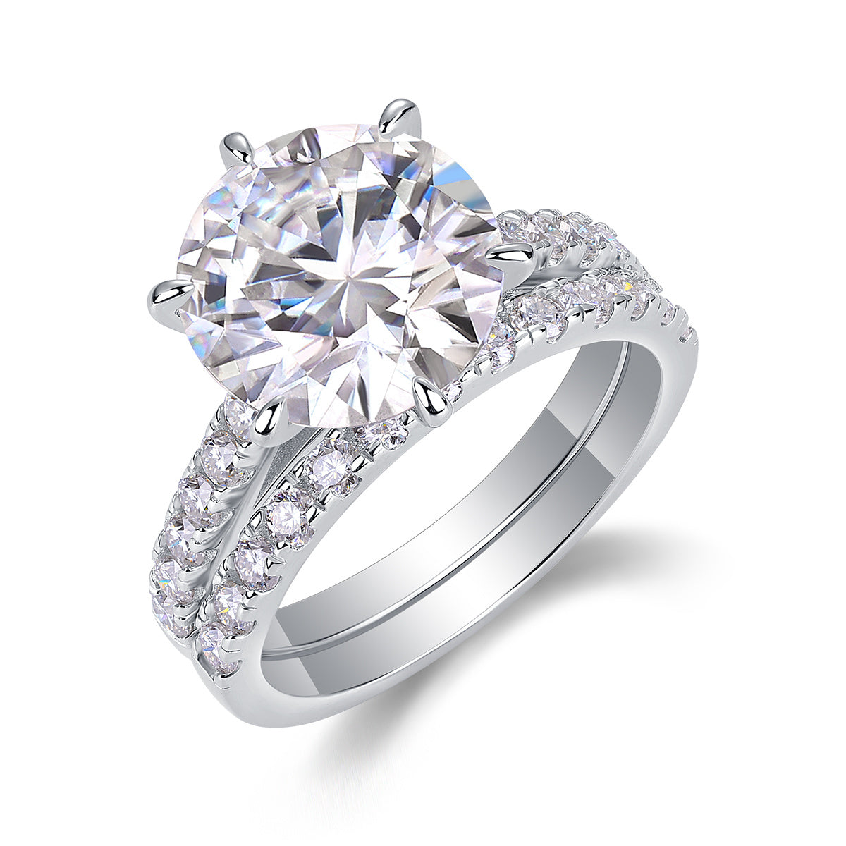 Women's Luxury Ring Moissanite Large Diamond Rings S925 Sterling Silver Rings 18K White Gold Plated Engagement Ring - Acquisti Online