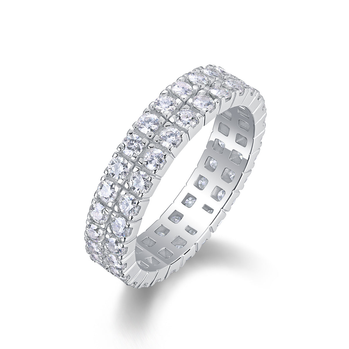 Women's Luxury Ring Multi-Row Moissanite Diamond Ring 925 Sterling Silver Ring Women Fashion Engagement Ring