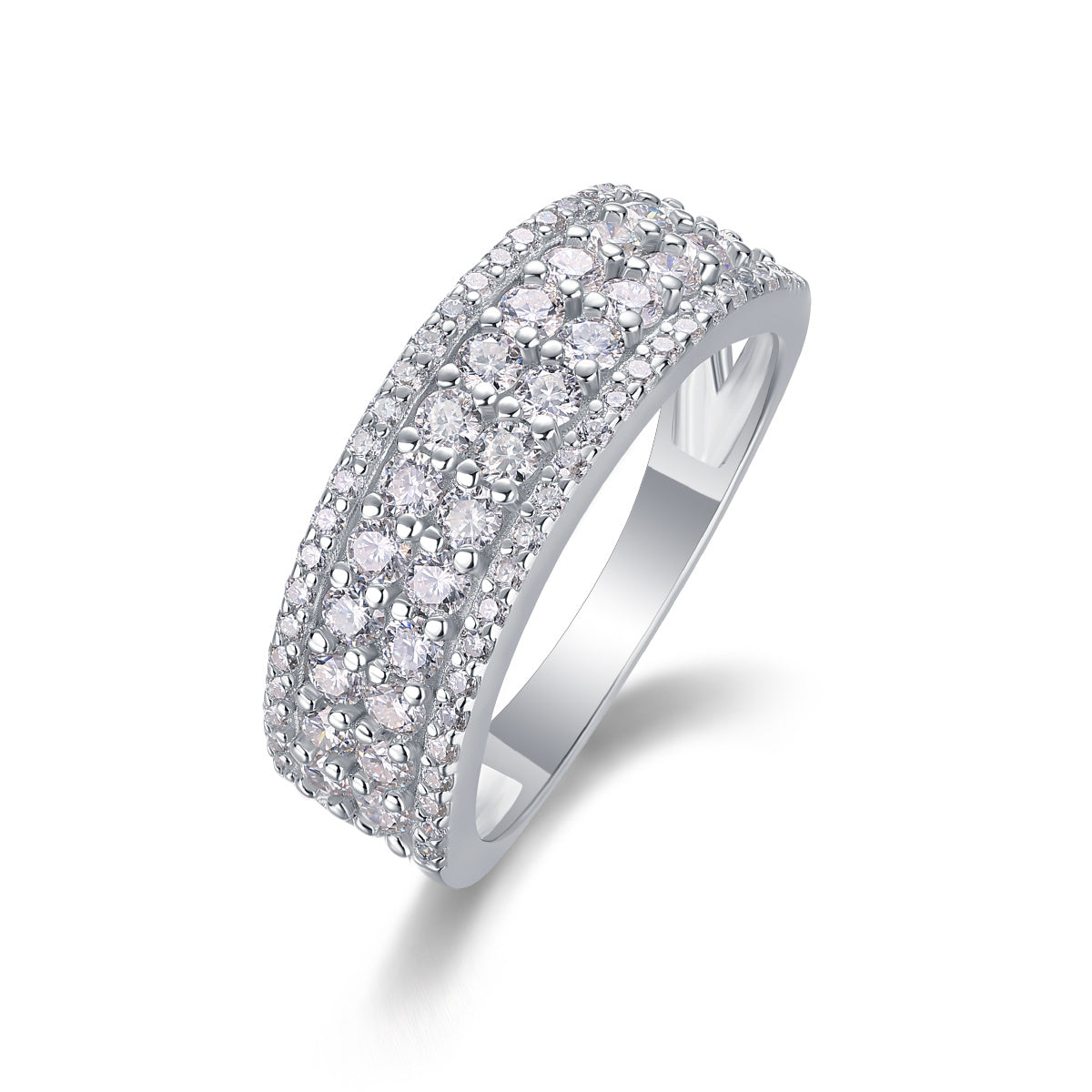 Women Luxury Ring Multi-Row Moissanite Diamond Ring White Gold Plated S925 Sterling Silver Ring Women Engagement Ring