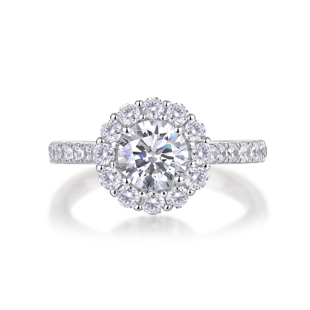 Women's Luxury Ring S925 Sterling Silver Fine Jewelry Rhodium Plated Large Diamond Moissanite Silver Women's Ring