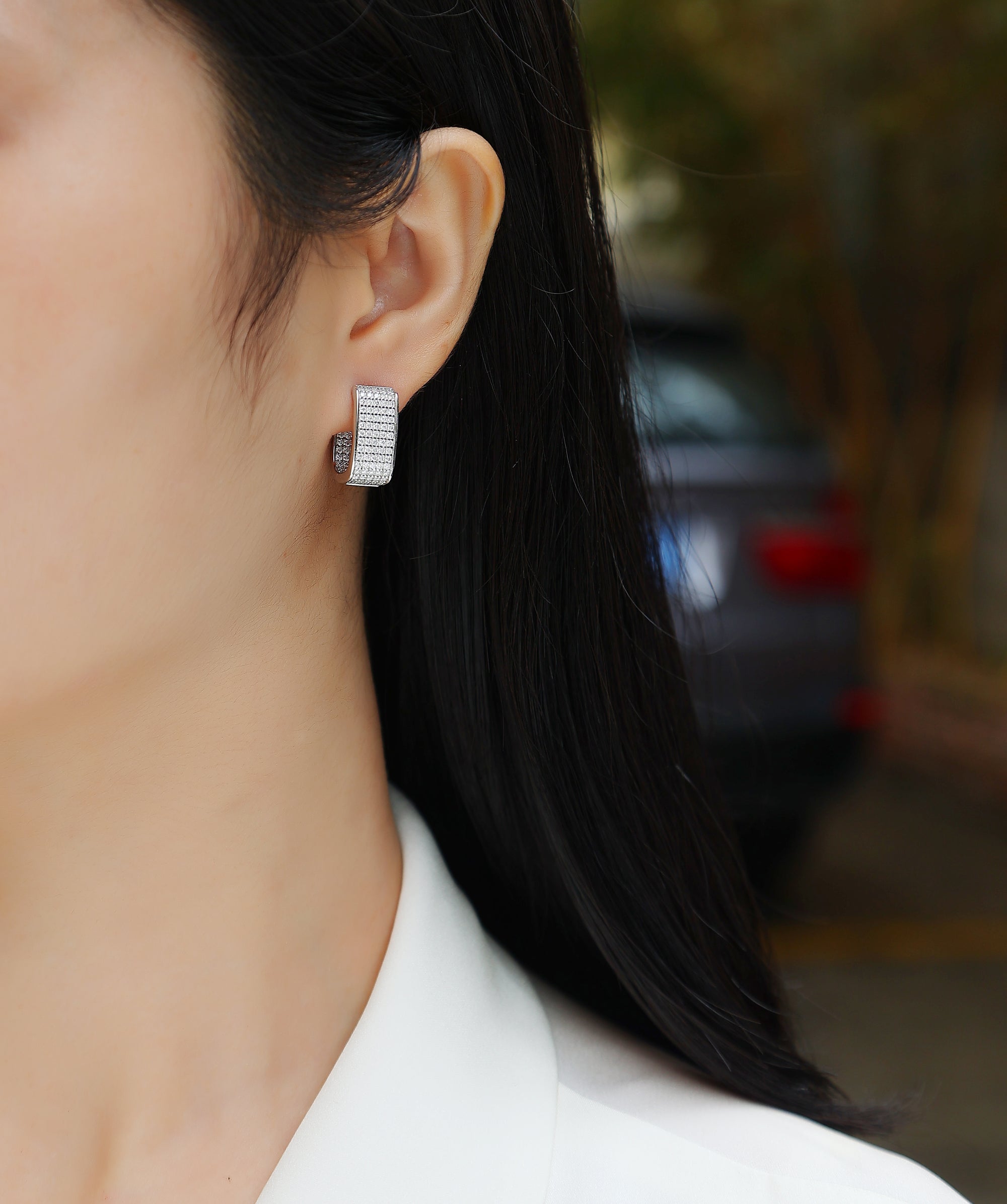 Women's Luxury Wide Hoop Earrings 925 Silver Moissanite Diamond Small Hoop Earrings Iced Out White Gold Hoop Earrings