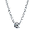 Women Luxury Pendant Necklace Moissanite Diamond S925 Sterling Silver Round Pendant Necklace Cuba Chain for Women
