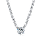 Women Luxury Pendant Necklace Moissanite Diamond S925 Sterling Silver Round Pendant Necklace Cuba Chain for Women