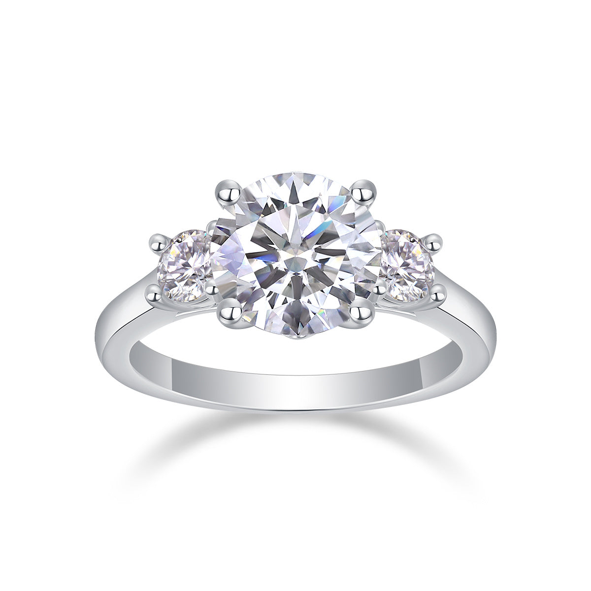 Women Luxury Ring Moissanite Large Diamond Ring 925 Sterling Silver Classic Three-Stone Fashion Women Engagement Ring