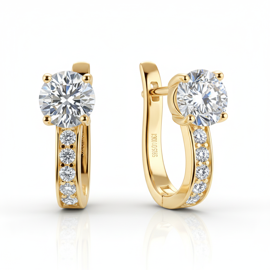 Women's Luxury Earring 925 Sterling Silver U-shaped Hoop Earrings High-grade Moissanite Diamond Women's Earrings