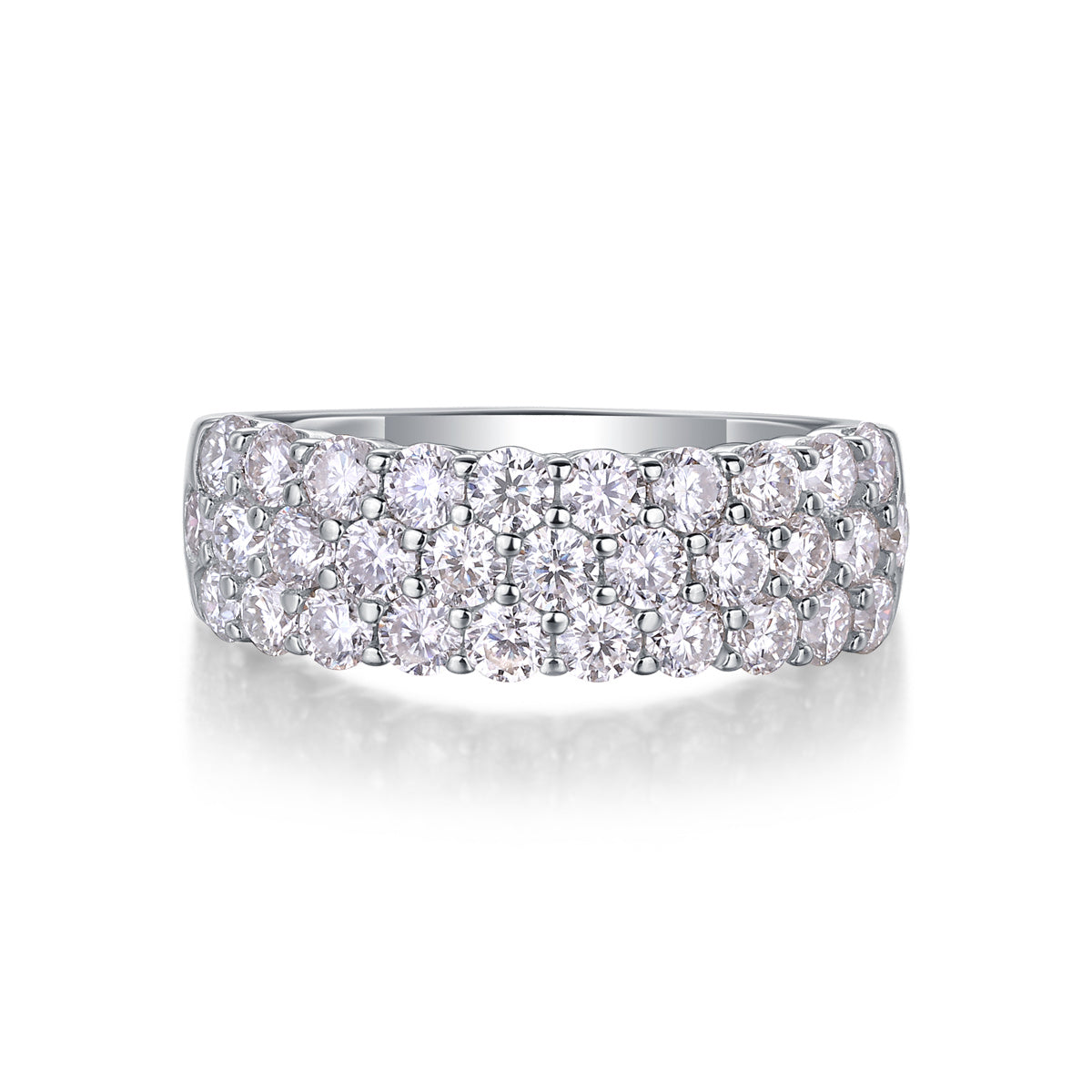 Women's Luxury Ring Sparkling Moissanite Pave Band Ring 18K White Gold Plated S925 Sterling Silver Fashion Women Ring