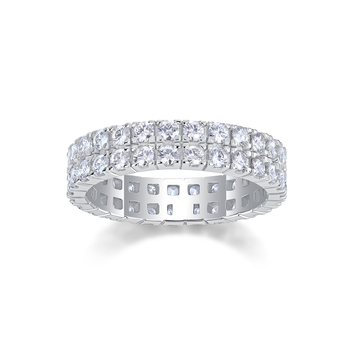Women's Luxury Ring Multi-Row Moissanite Diamond Ring 925 Sterling Silver Ring Women Fashion Engagement Ring