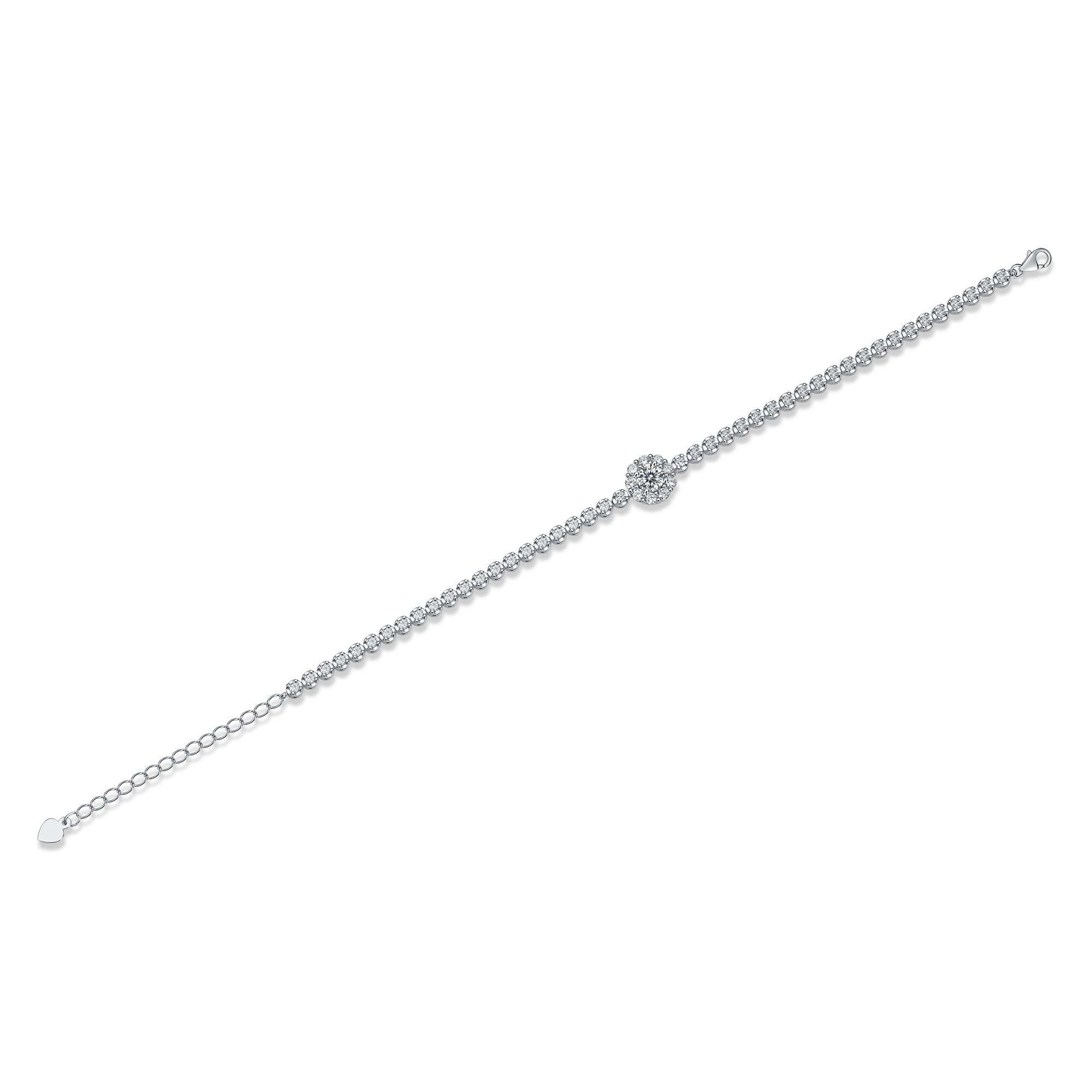 Women Luxury Bracelet Moissanite Diamond 925 Sterling Silver Sparkling Flower Shape Hip Hop Iced Out Women Bracelet