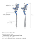 Women's Fashion Earring Abiding Long Drop Earrings 925 Sterling Sliver Vintage Butterfly Earrings Fashion Women's Earring
