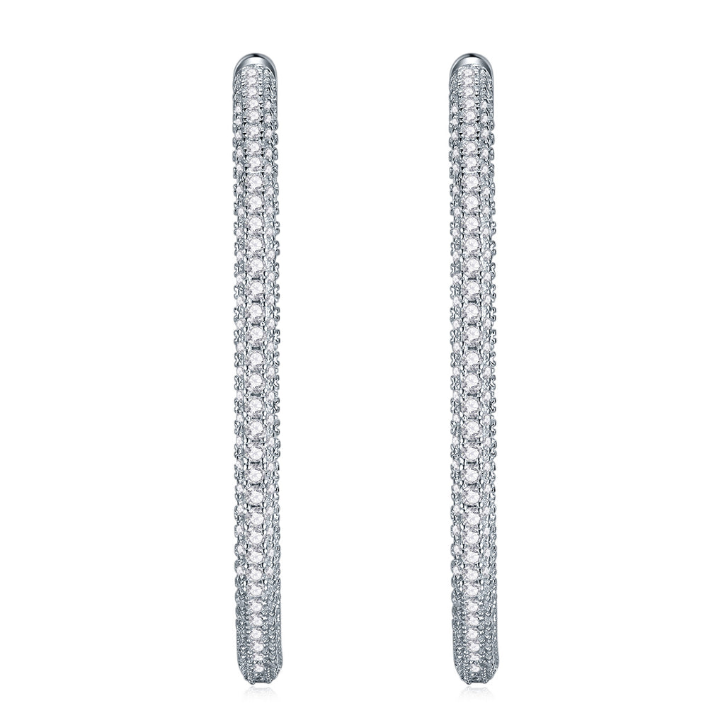 Women's Luxury 925 Sterling Silver Earring Moissanite Hoop Earrings Chic Round Ring Silver Moissanite Women's Earring