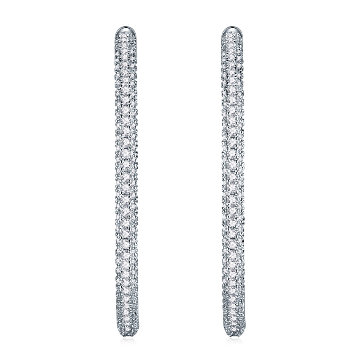 Women's Luxury 925 Sterling Silver Earring Moissanite Hoop Earrings Chic Round Ring Silver Moissanite Women's Earring