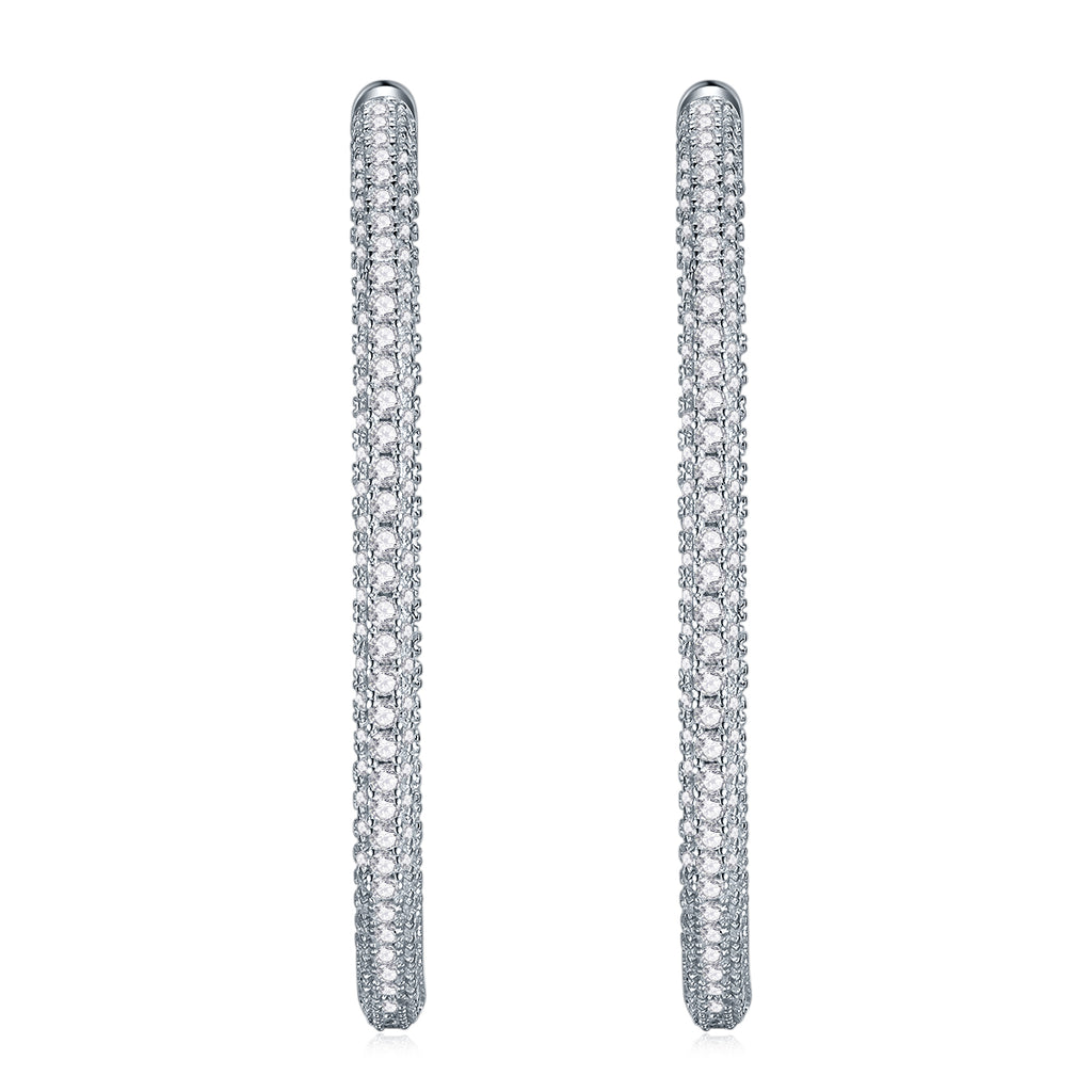 Women's Luxury 925 Sterling Silver Earring Moissanite Hoop Earrings Chic Round Ring Silver Moissanite Women's Earring