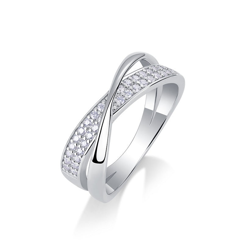 Luxe ring voor dames, moissanite diamanten ring, 925 zilver en 14k verguld, verlovingsring, Infinity design, zilveren ring voor dames
