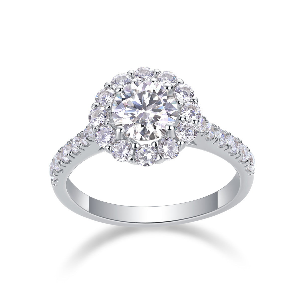 Women's Luxury Ring S925 Sterling Silver Fine Jewelry Rhodium Plated Large Diamond Moissanite Silver Women's Ring