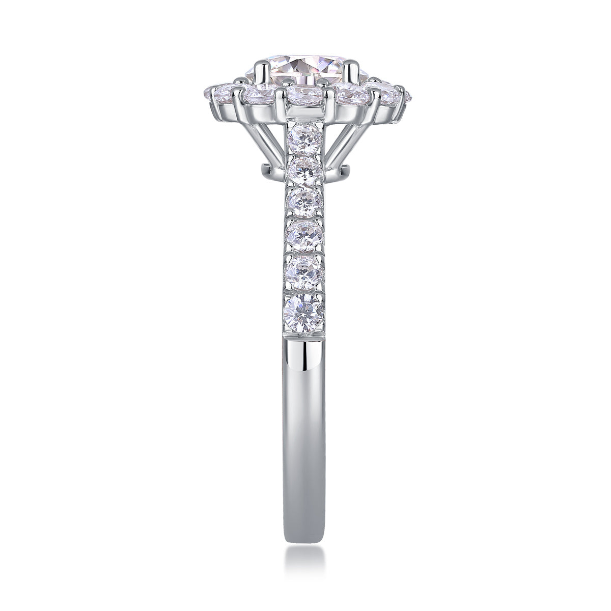 Women's Luxury Ring S925 Sterling Silver Fine Jewelry Rhodium Plated Large Diamond Moissanite Silver Women's Ring