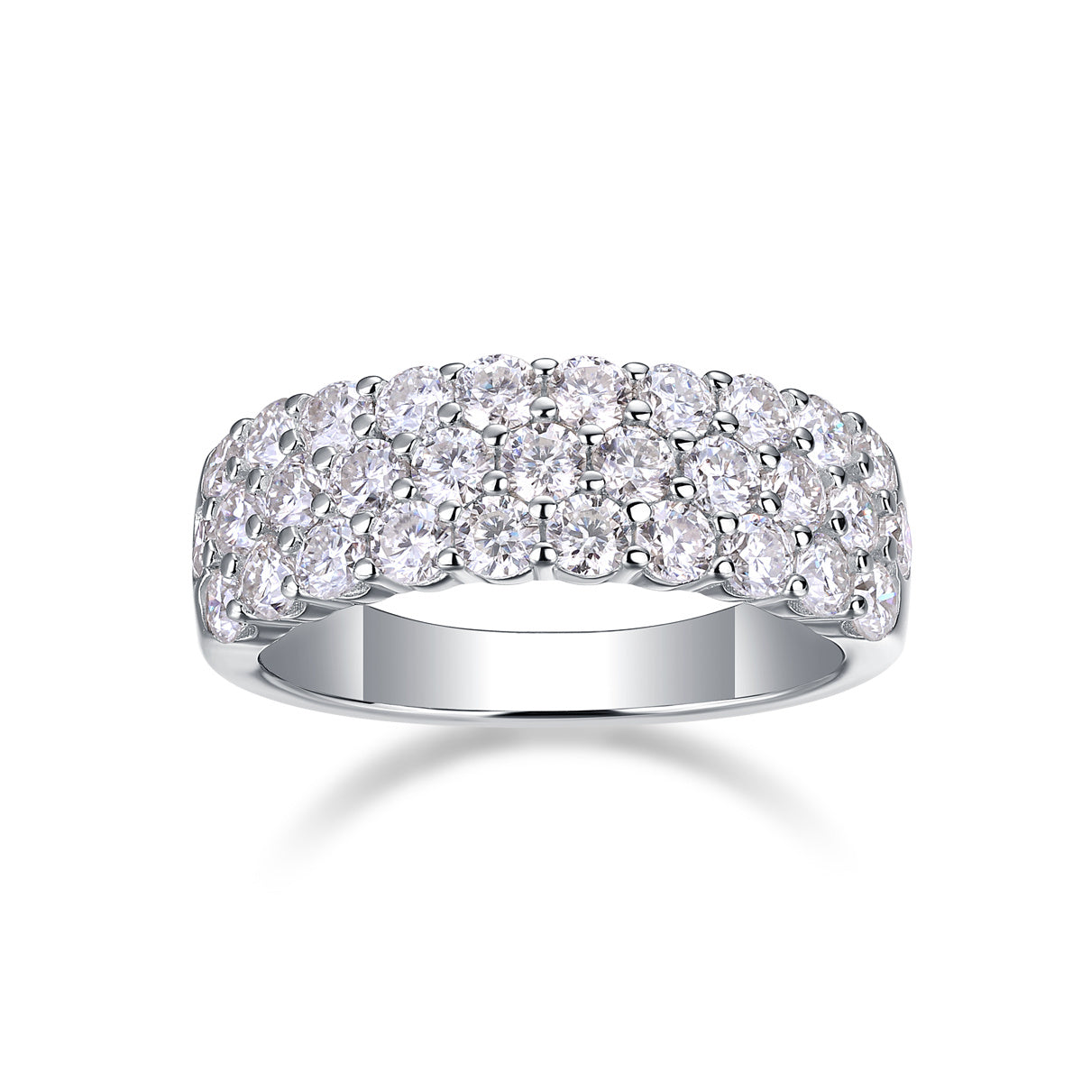 Women's Luxury Ring Sparkling Moissanite Pave Band Ring 18K White Gold Plated S925 Sterling Silver Fashion Women Ring