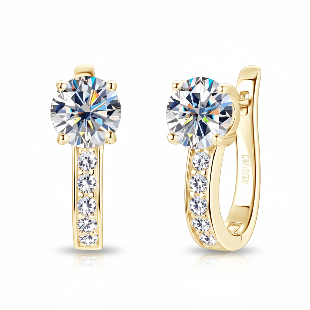 Women's Luxury Earring 925 Sterling Silver U-shaped Hoop Earrings High-grade Moissanite Diamond Women's Earrings