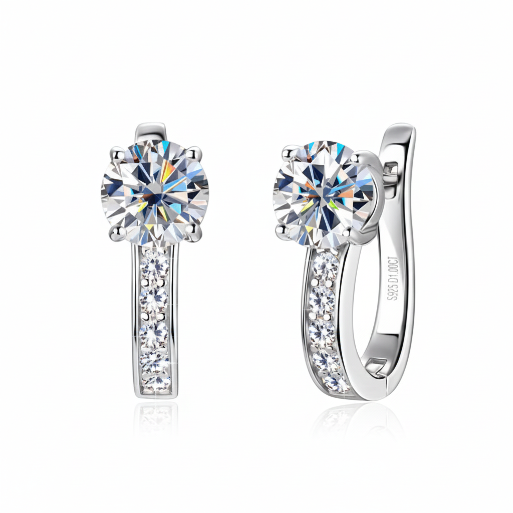 Women's Luxury Earring 925 Sterling Silver U-shaped Hoop Earrings High-grade Moissanite Diamond Women's Earrings