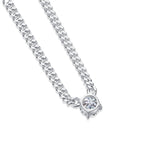 Women Luxury Pendant Necklace Moissanite Diamond S925 Sterling Silver Round Pendant Necklace Cuba Chain for Women