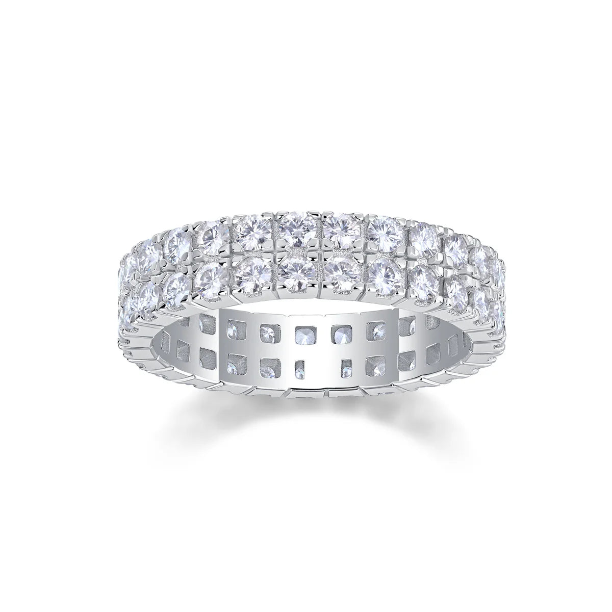 Women's Luxury Ring Multi-Row Moissanite Diamond Ring 925 Sterling Silver Ring Women Fashion Engagement Ring