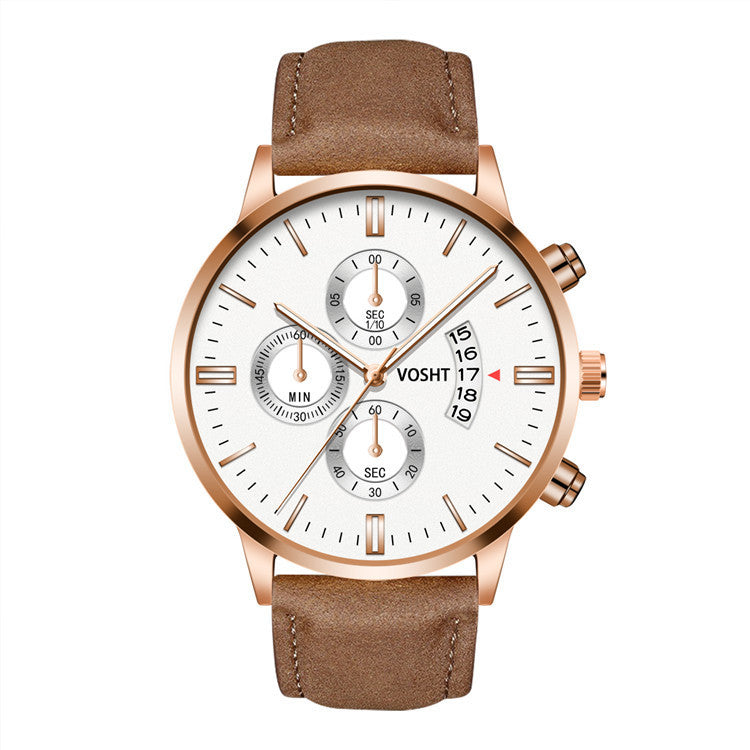 Men's Business Watch Three-eye six-point scale with calendar watch