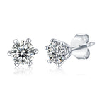 Classic Six-prong Moissanite Silver Earrings Luxury Fashion Diamond Stud Earrings