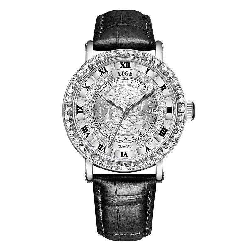 LIGE Original Women's Watch Top Luxury Fashion Watches Ladies Waterproof Leather Bracelet Quartz Woman Wristwatch - Acquisti Online