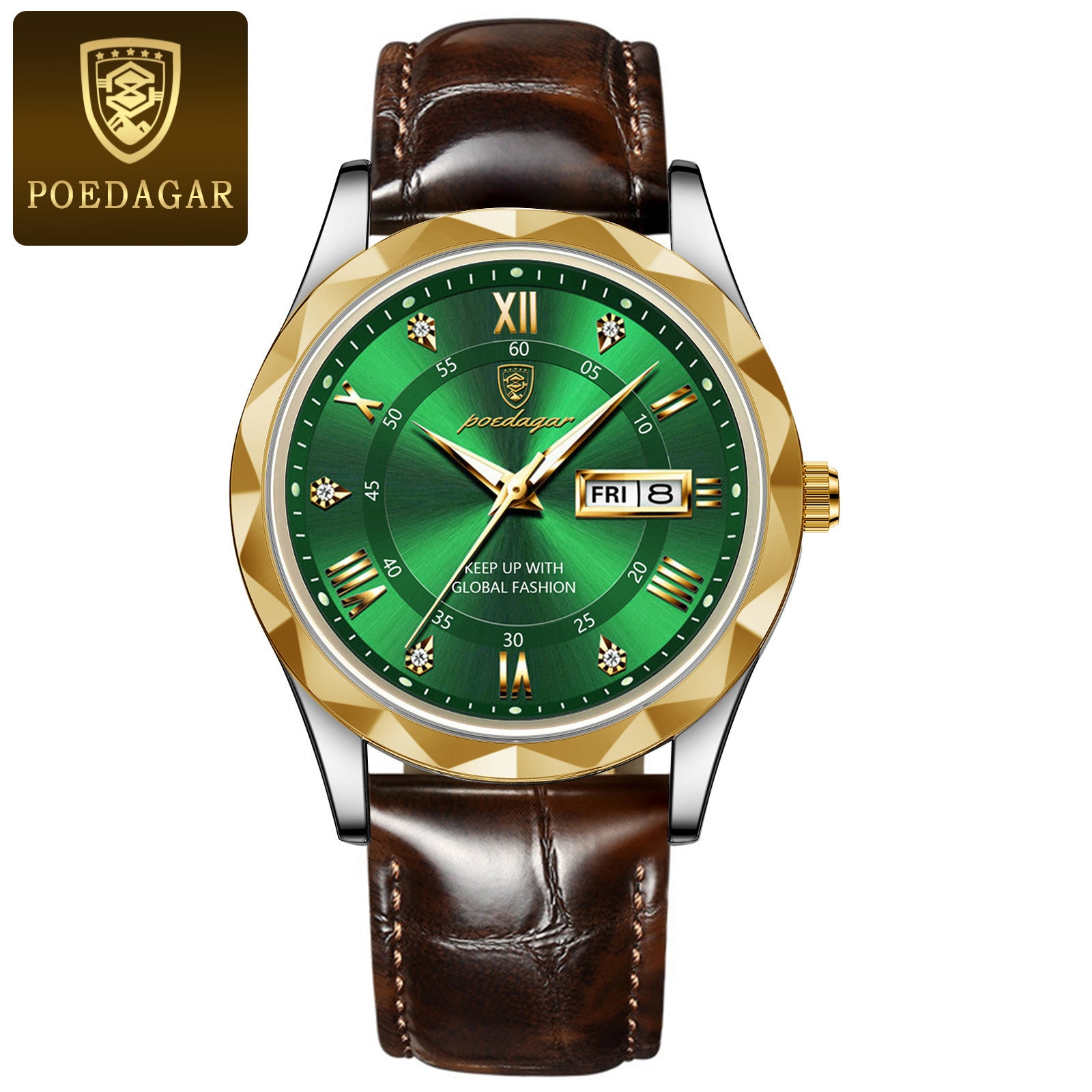 POEDAGAR Luxury Business Men's Wrist Watch Waterproof Luminous Date Week Men's Watch for Men Quartz Watch Leather Men's Watches reloj