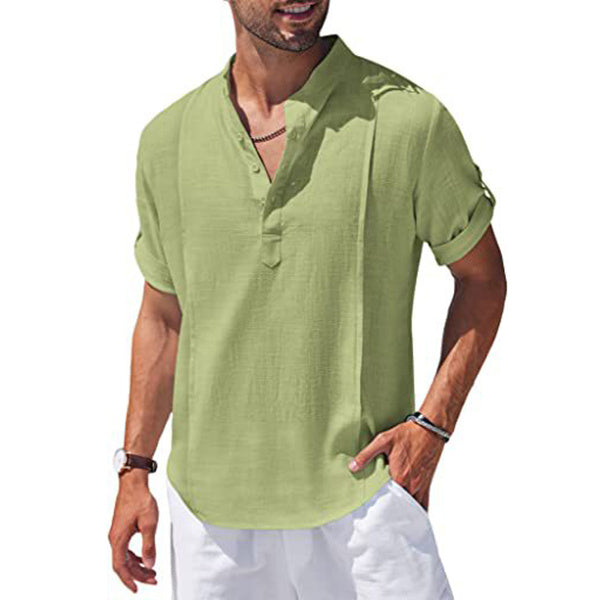 Heren casual strandoverhemd korte mouw zomeroverhemd