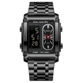 Binbond Men's Steel Belt Electronic Watch Double Inserts Multi-Functional Waterproof Quartz Movement Watch - Acquisti Online