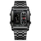 Men's Creative Steel Belt Electronic Watch Double Inserts Multi-functional Waterproof Watch