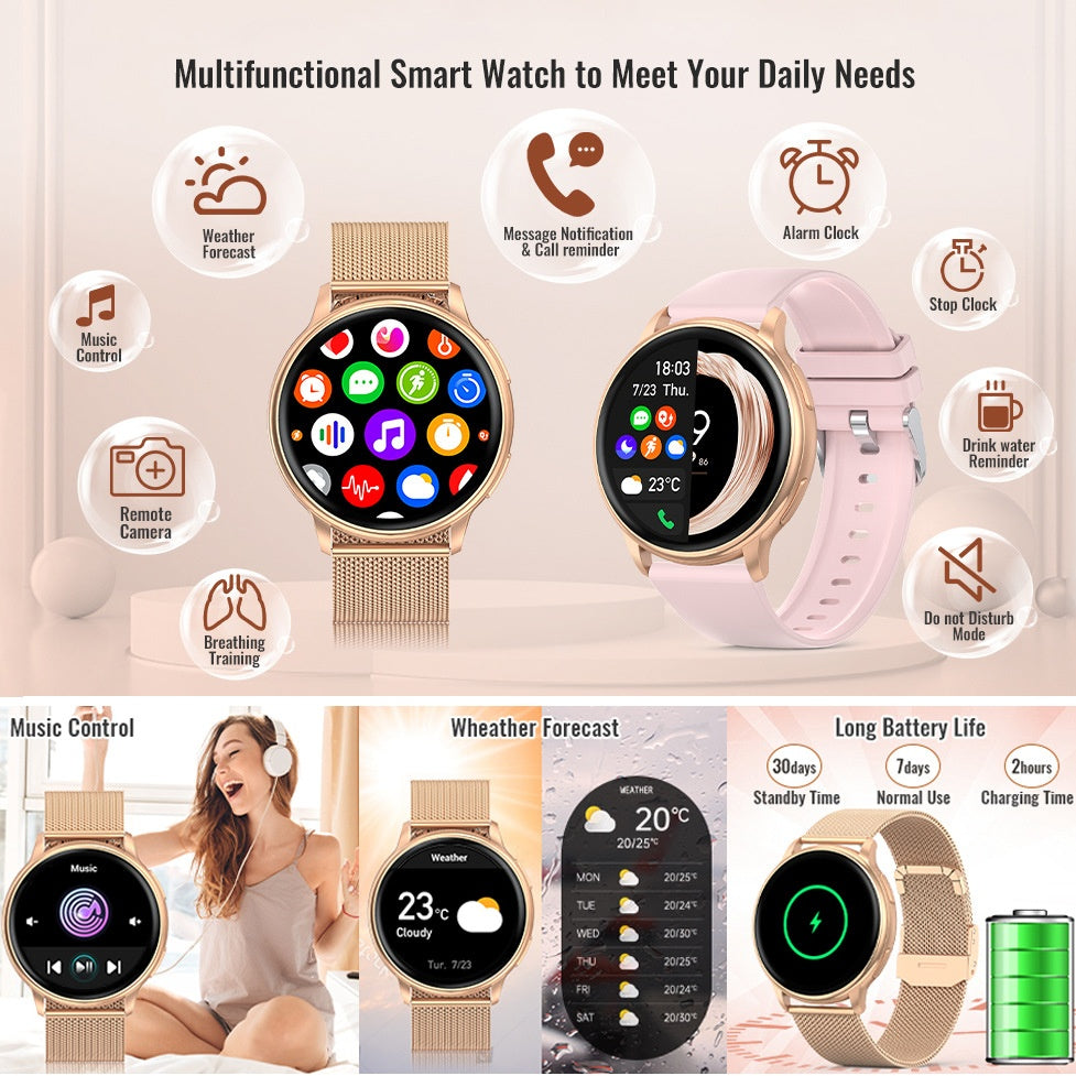 Smartwatch Bluetooth Chiamata BT Cardiofrequenzimetro Pressione Sanguigna Promemoria Intelligente Display di Alta Qualità Impermeabile Modalità Multifunzione Smartwatch