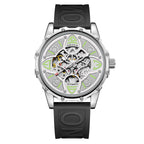 ONOLA Men Automatic Mechanical Watch Lucky Grass Luxury Hollow Out Dial Waterproof Silicone Band Mechanical Watch