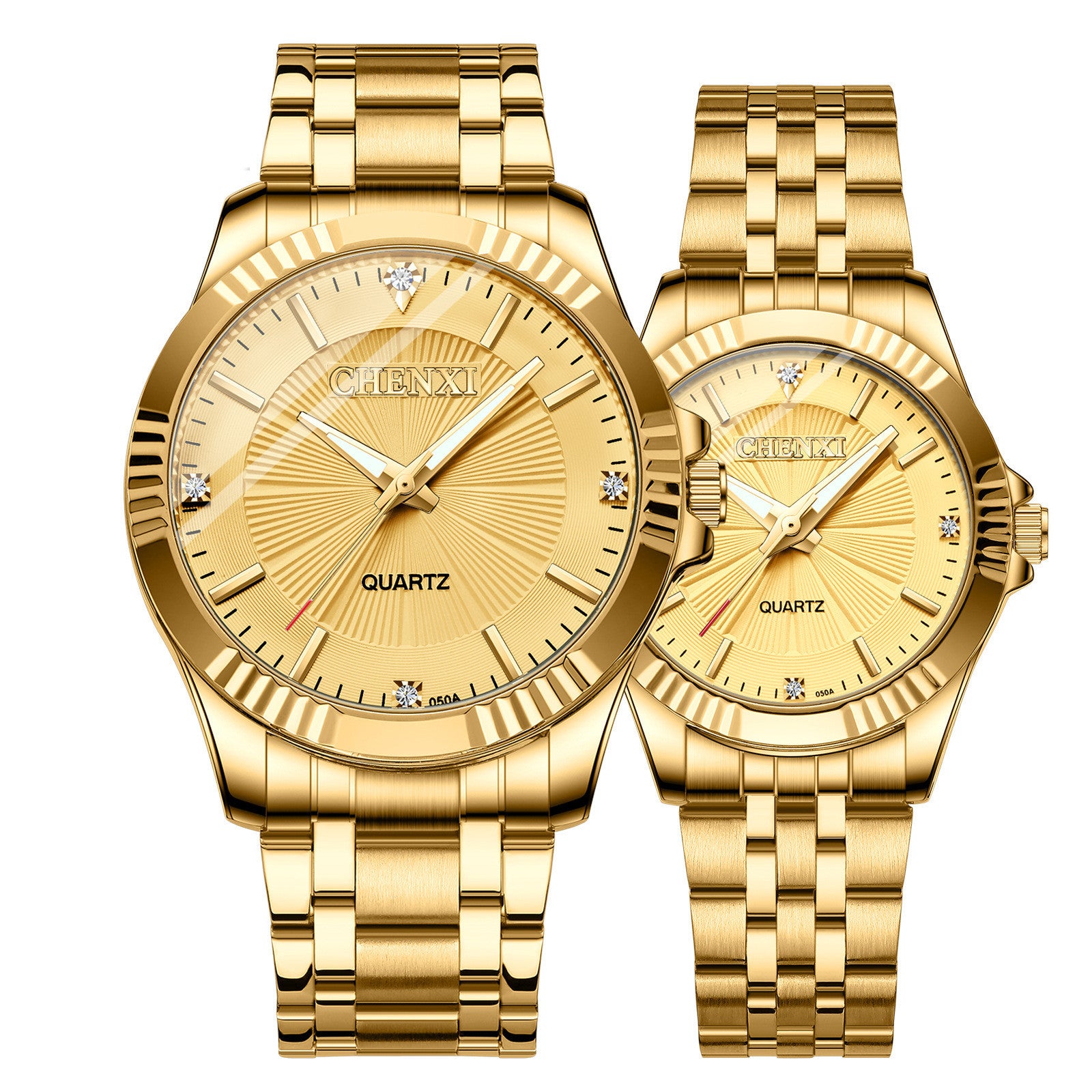 CHENXI Couple Luxury Quartz Watch Golden Waterproof Fashion Casual Quartz Watch Rhinstone Crafted Quartz Watch - Acquisti Online