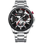 Multifunctioneel lichtgevend stalen quartzhorloge voor heren