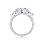 Large Diamond Ring Luxury Fashion Set Moissanite Silver Ring