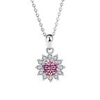 Women's Sterling Silver SUNFLOWER Diamond Pendant Moissanite Necklace