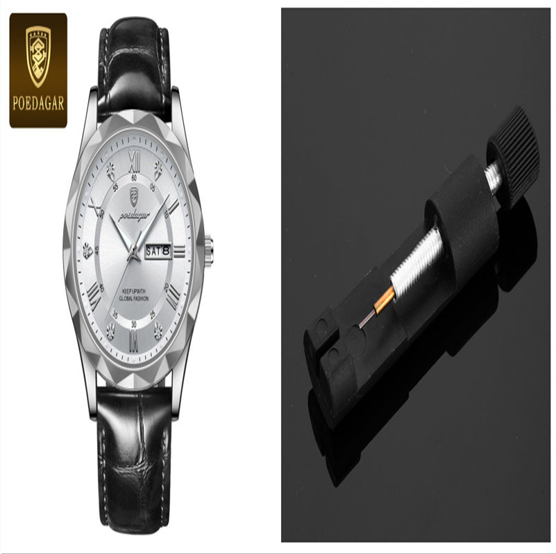 POEDAGAR Luxury Business Men's Wrist Watch Waterproof Luminous Date Week Men's Watch for Men Quartz Watch Leather Men's Watches reloj