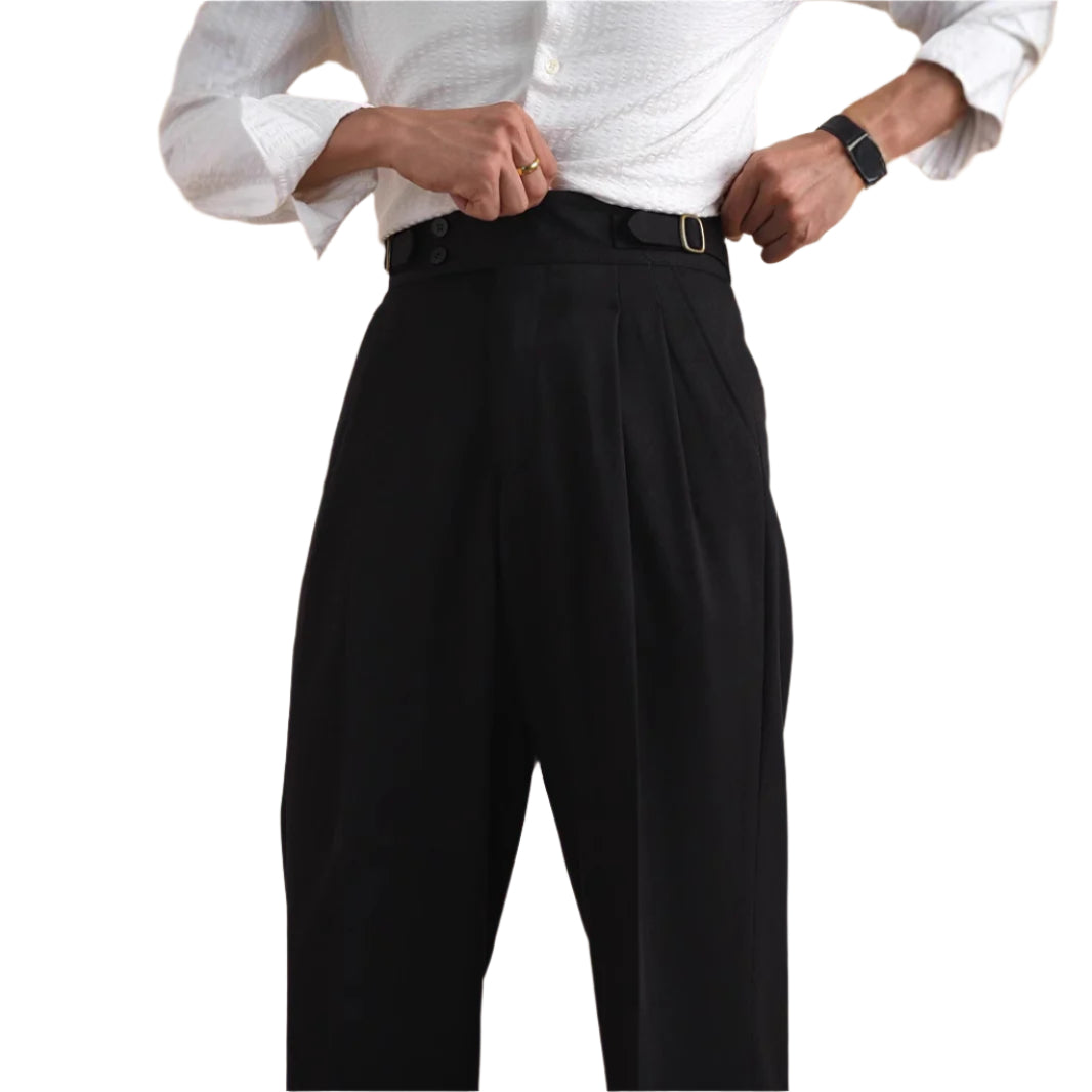 Autumn Paris Buckle Double Knife Suit Pants Men's
