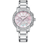 Women's Luxury Rhinstone Crafted Stainless Steel Waterproof Quartz Watch Original Leather Women's Quartz Watch
